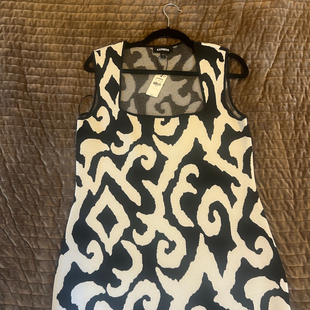 Express Black and White Patterned Dress